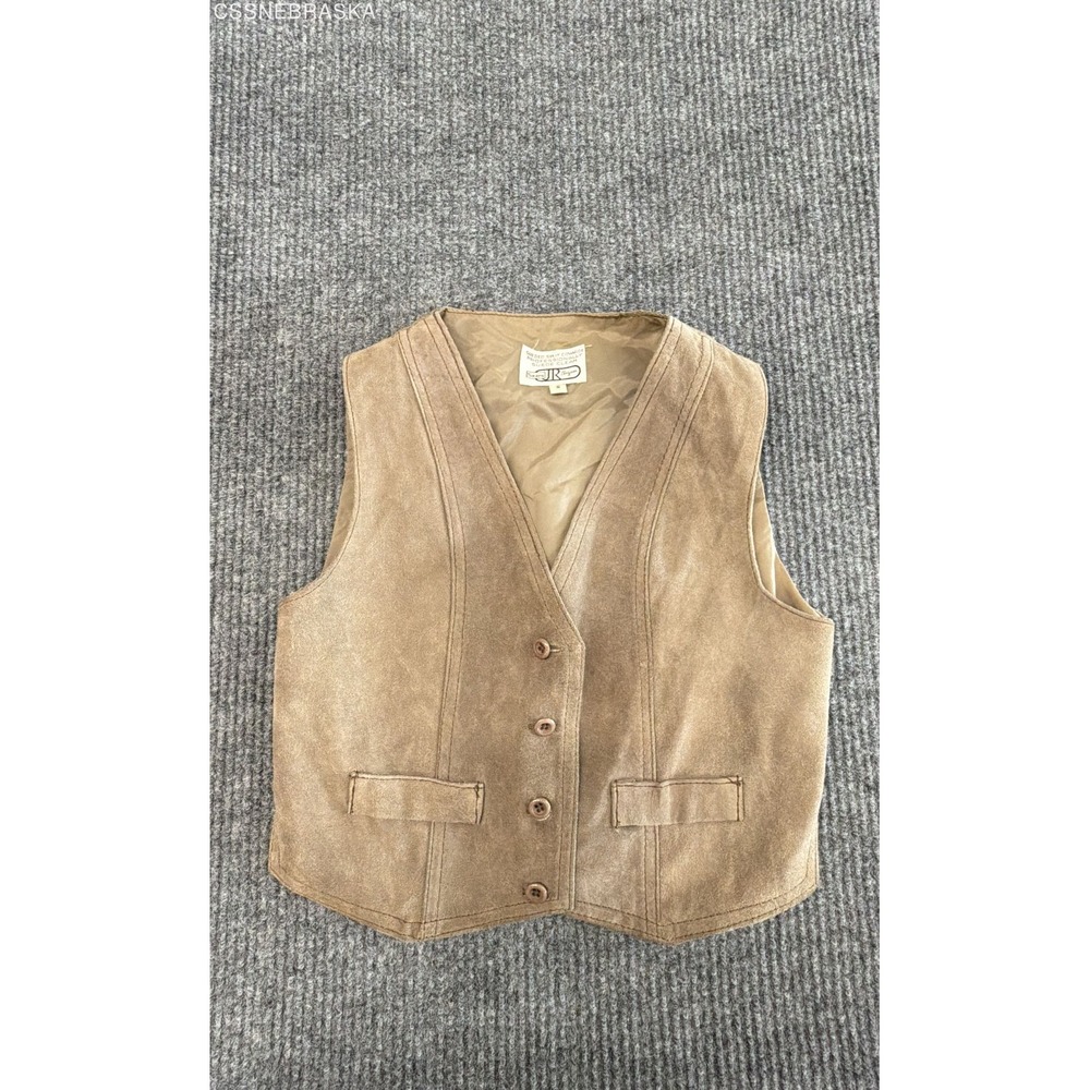 Bazaar Vintage Sears Jr Suede Leather Vest Tan Brown Western Cowboy Size S